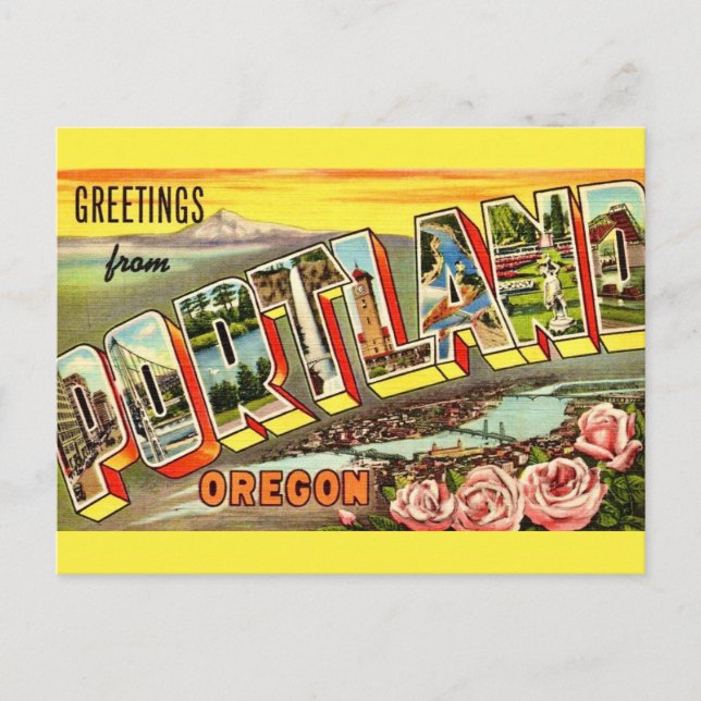 Postal Saludo Antiguo de Portland Oregon (Anverso)