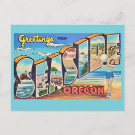 Postal Saludo antiguo de Seaside Oregon