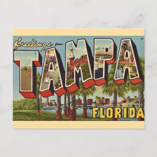 Postal Saludo antiguo de Tampa Florida (Anverso)