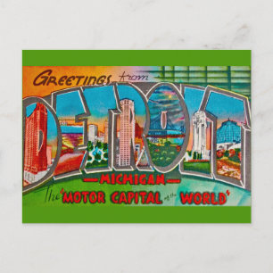 Postal Saludo antiguo Detroit Míchigan