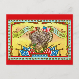 Postal Saludo de Acción de Gracias Patriótico