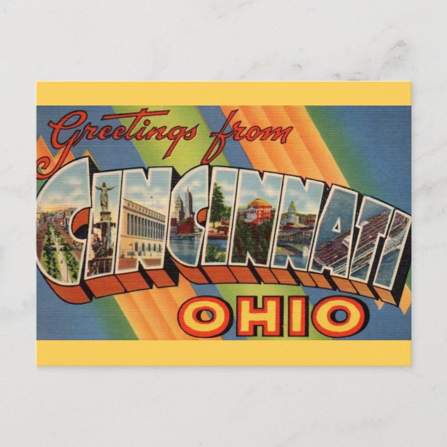 Postal Saludo de Cincinnati Ohio (Anverso)