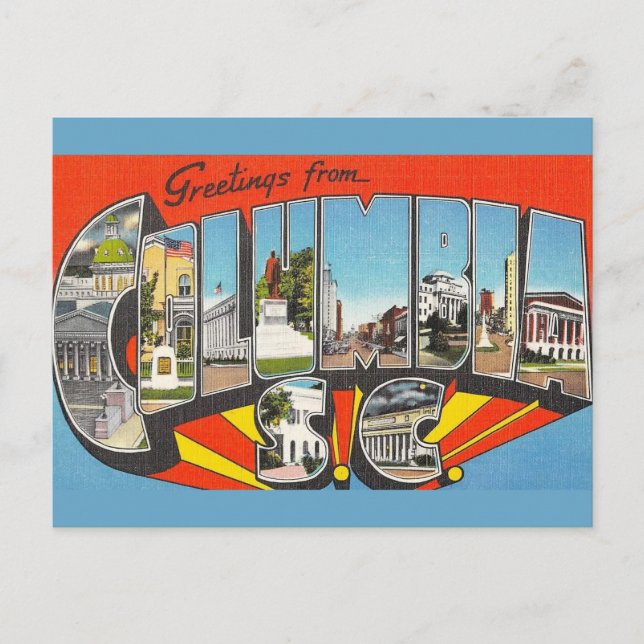 Postal Saludo de Columbia SC (Anverso)