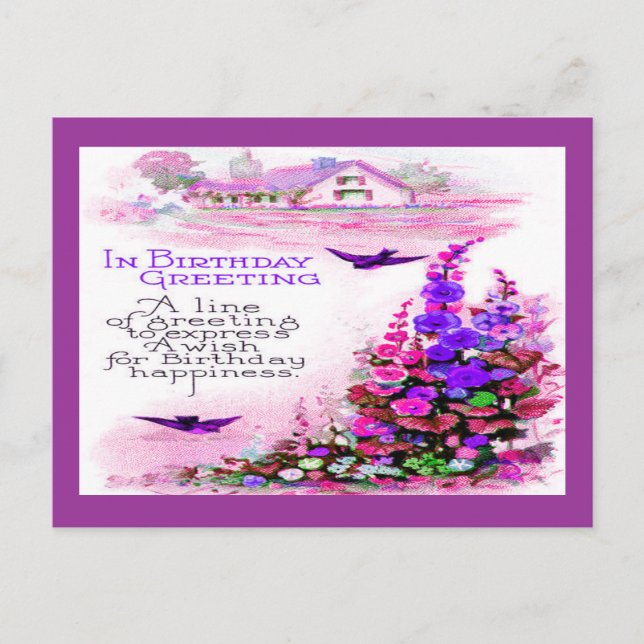 Postal Saludo de cumpleaños con flores (Anverso)