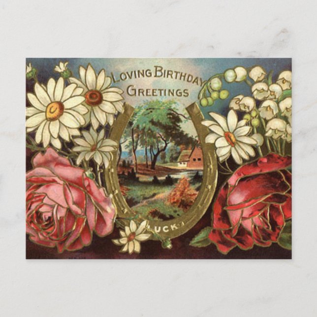 Postal Saludo de cumpleaños con Rosas (Anverso)