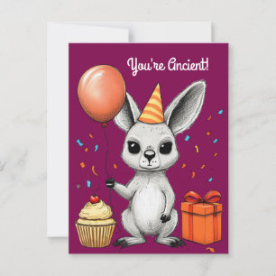 Postal Saludo de cumpleaños de canguro con tono sarcástic