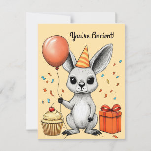 Postal Saludo de cumpleaños de canguro con tono sarcástic