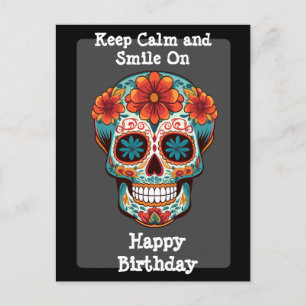 Postal Saludo de cumpleaños de cráneo de azúcar