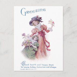 Postal Saludo de cumpleaños de mujer y Chica