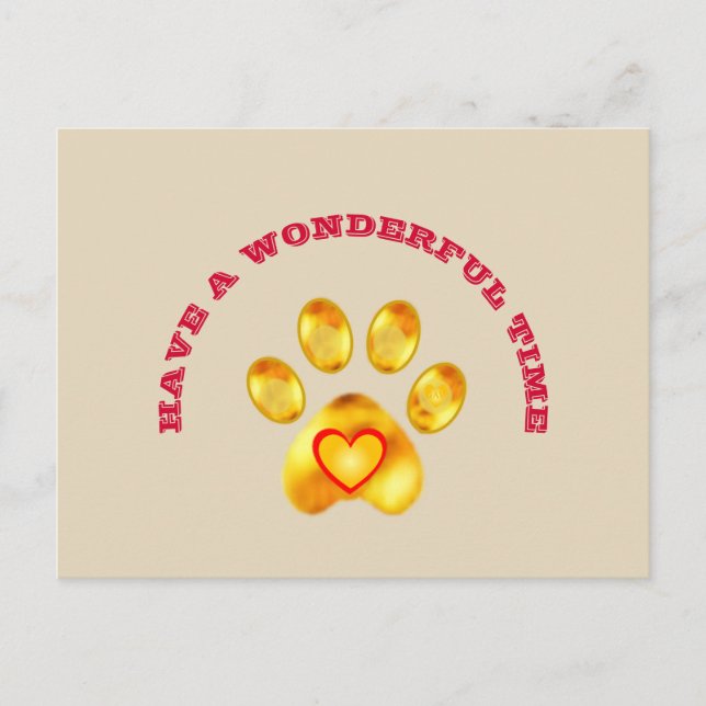 Postal Saludo de Cute Gold Paw (Anverso)