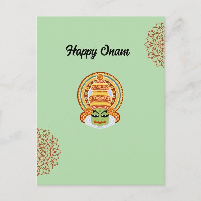 Postal saludo de feliz onam (Anverso)