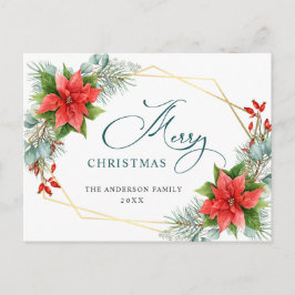 Postal Saludo de feriado de los Navidades Red Poinsettia