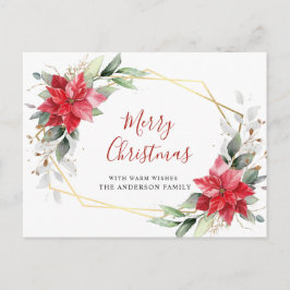 Postal Saludo de feriado de los Navidades Red Poinsettia