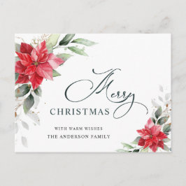 Postal Saludo de feriado de los Navidades Red Poinsettia
