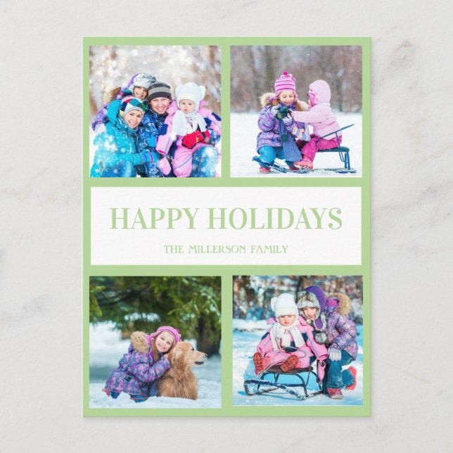 Postal Saludo de feriado para Navidades multifotográficos (Anverso)