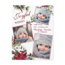 Saludo de feriado por fotos rusticas de Poinsettia