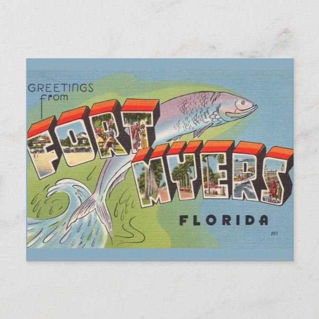 Postal Saludo de Ft. Myers (Anverso)