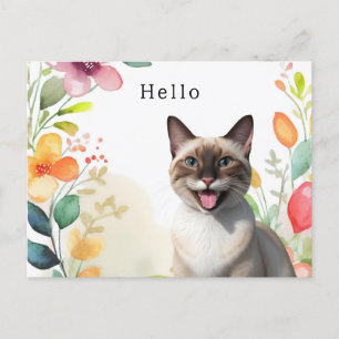 Postal Saludo de gato siamés