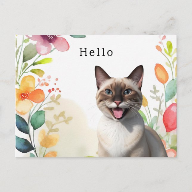 Postal Saludo de gato siamés  (Anverso)