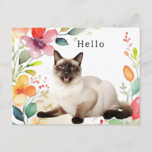 Postal Saludo de gato siamés
