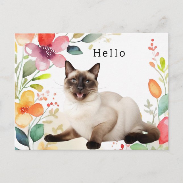Postal Saludo de gato siamés  (Anverso)