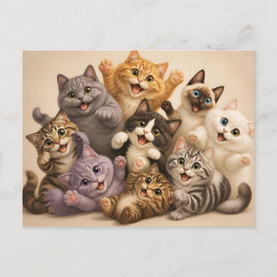 Postal Saludo de Gatos Felices