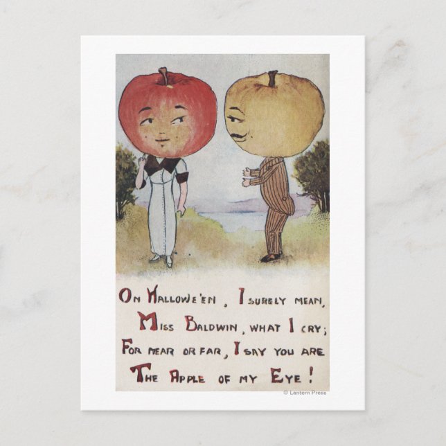 Postal Saludo de Halloween Cabezas de Apple (Anverso)