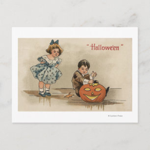 Postal Saludo de Halloween Calabaza talladora