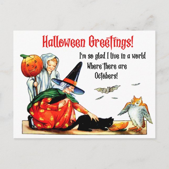 Postal Saludo de Halloween con inspiradora cita (Anverso)