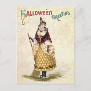 Postal Saludo de Halloween de la Bruja Fancy