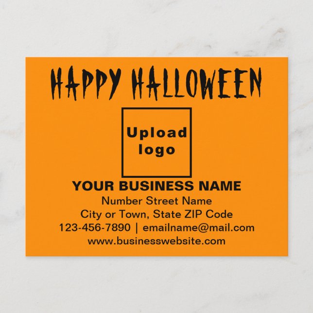 Postal Saludo de Halloween Empresarial en Color Naranja (Anverso)