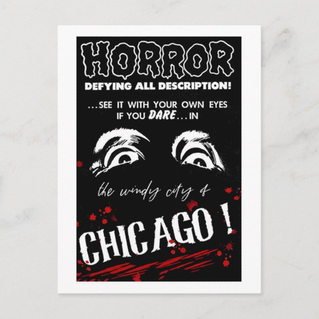 Postal Saludo de horror de viaje de Chicago Illinois  (Anverso)