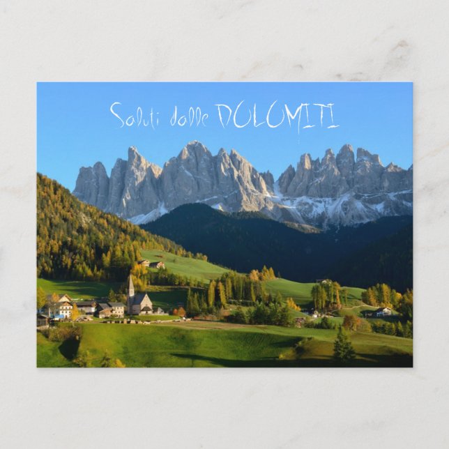Postal "saludo" de los Dolomitas en otoño (Anverso)
