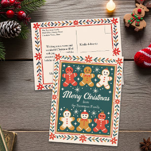 Postal Saludo de los Navidades de la familia Sweet Ginger