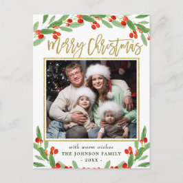 Postal Saludo de los Navidades de la rama de las FOTOS de