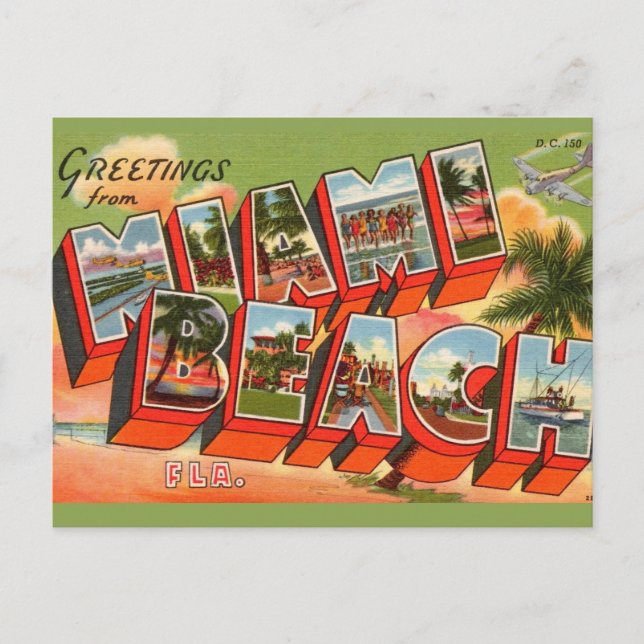 Postal Saludo de Miami Beach (Anverso)