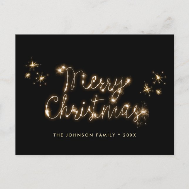 Postal Saludo de Navidad Dorado Moderno (Anverso)