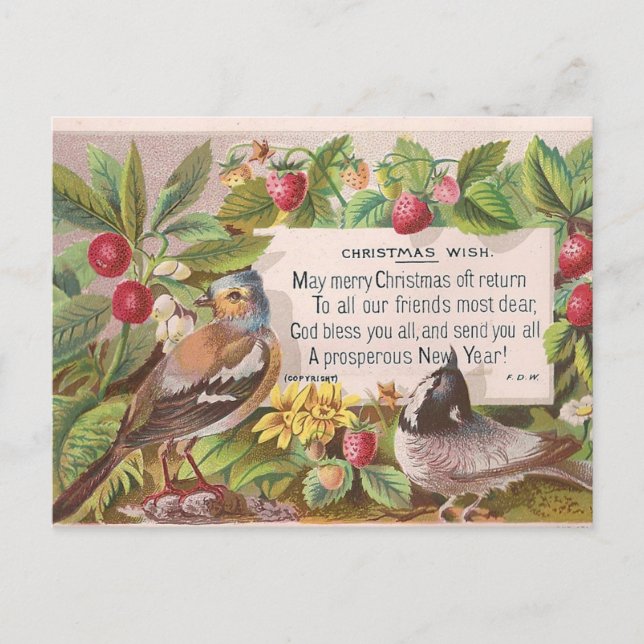 Postal Saludo de Navidades de arte de época (Anverso)