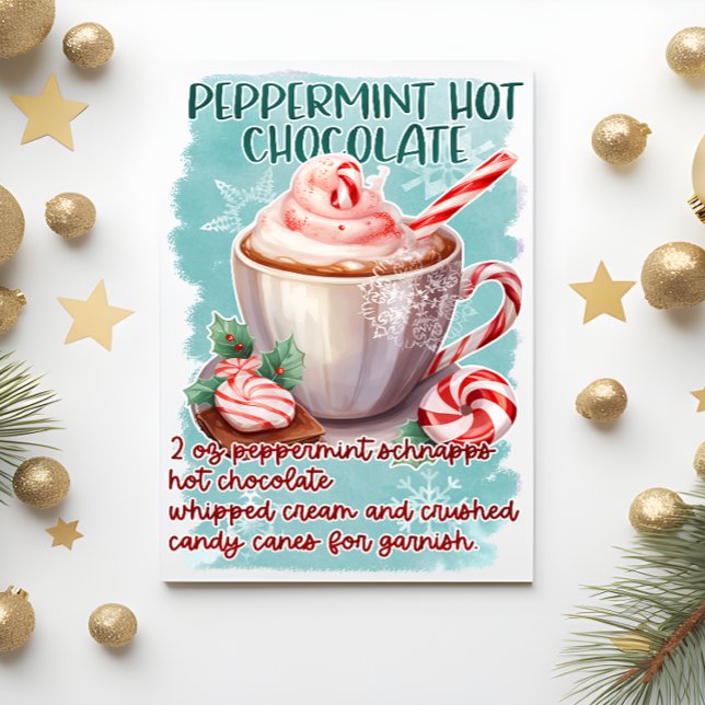 Postal Saludo de Navidades de chocolate caliente con ment (Subido por el creador)