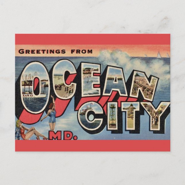 Postal Saludo de Ocean City MD (Anverso)