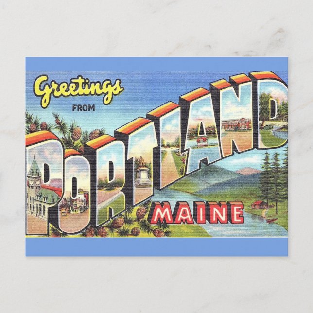 Postal Saludo de Portland Maine (Anverso)