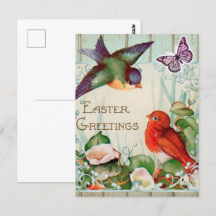 Postal Saludo de primavera de Pascua vintage