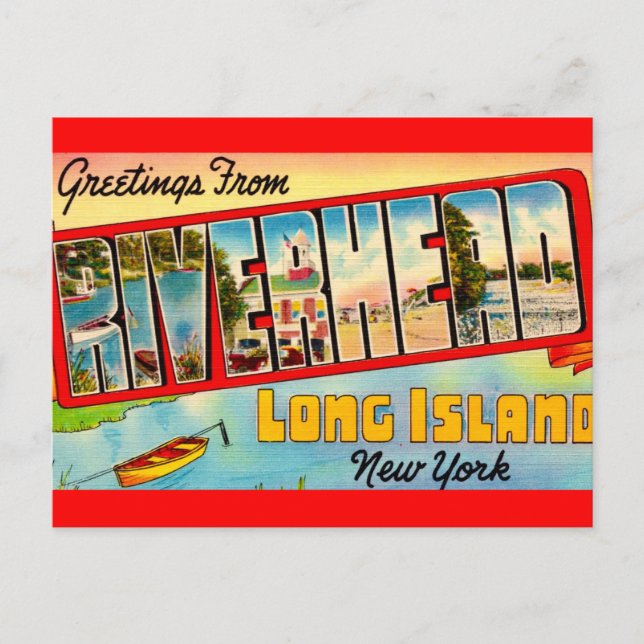 Postal Saludo de Riverhead Long Island (Anverso)