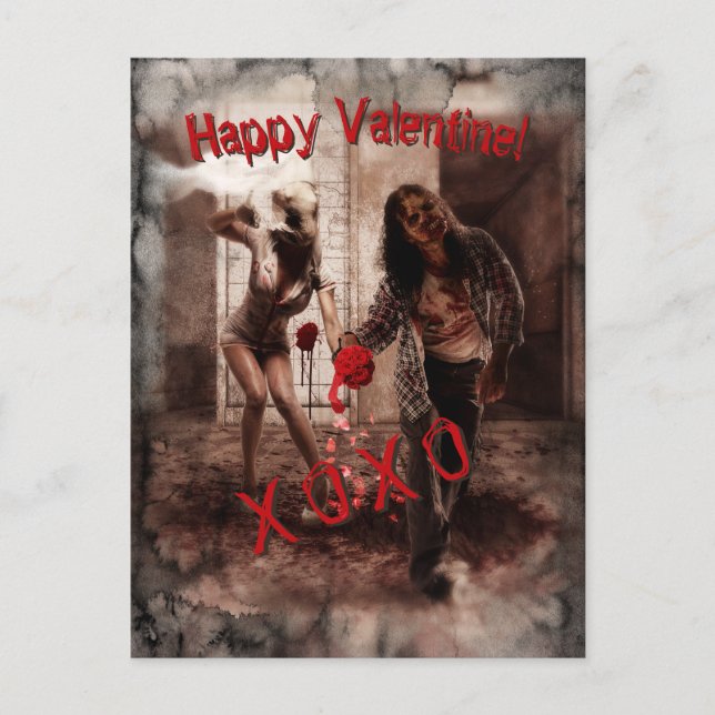 Postal Saludo de San Valentín de Zombie Feliz (Anverso)