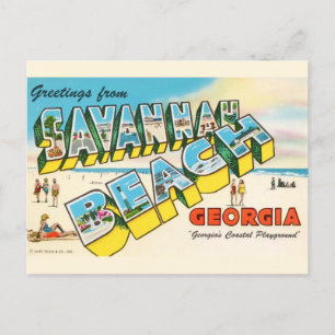 Postal Saludo de Savannah Beach Georgia 
