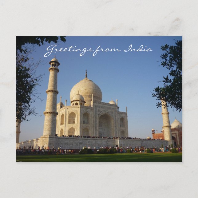Postal saludo de taj mahal (Anverso)