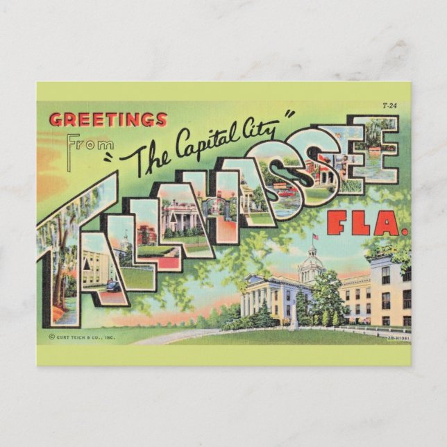 Postal Saludo de Tallahassee Florida (Anverso)