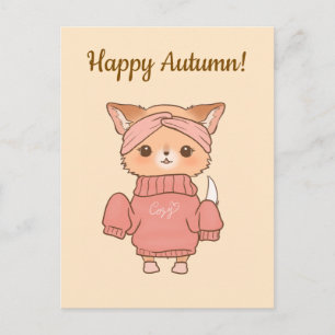 Postal Saludo de temporada de suéteres de otoño feliz