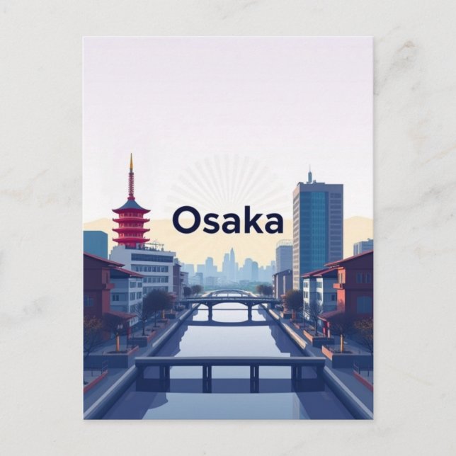 Postal Saludo de vacaciones de Japón en la ciudad de Osak (Anverso)