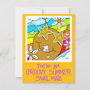 Postal Saludo de verano de Cute Snail Groovy